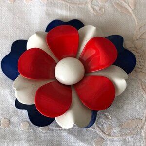 Retro Red and Blue Flower brooch